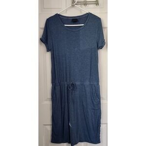 32 Degrees Cool Blue Heathered Drawstring Waist T-Shirt Dress Women's Med A26